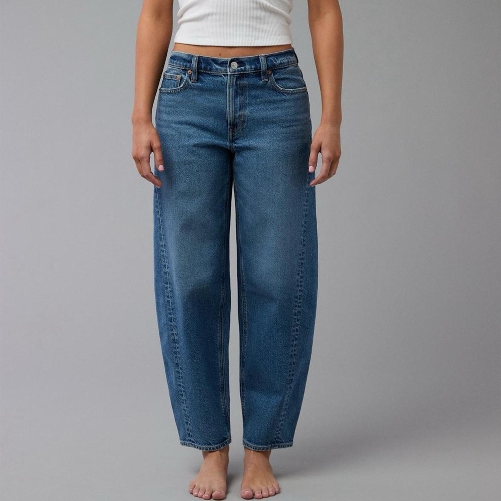 American Eagle Indigo Barrel Jeans